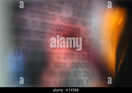 ones and zeros binary code with blurry background Stock Photo