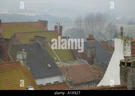 Roofs and chimeneys in Cassel Northern France November 2003 Stock Photo