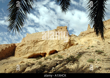 Ruins in Chebika oasis in Saharian Atlas mountains, Tunisia Stock Photo