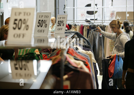 The Mango clothing store in the Bullring shopping centre Birmingham UK holds a summer sale Stock Photo