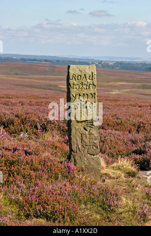 North York Moors National Park UK Milestone on Blakey Ridge Stock Photo