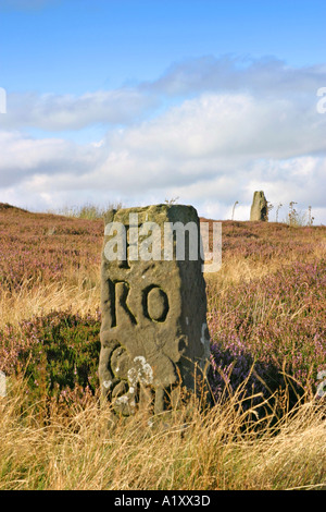 North York Moors National Park UK Marker stones on Blakey ridge Stock Photo