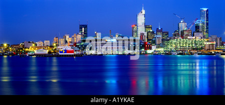 City skyline from Docklands, Melbourne,  Yarra River,  Victoria, Australia, panoramic horizontal,