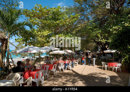 Beachfront bars by the beach in Sosua, Puerto Plata, North Coast, Dominican Republic Stock Photo