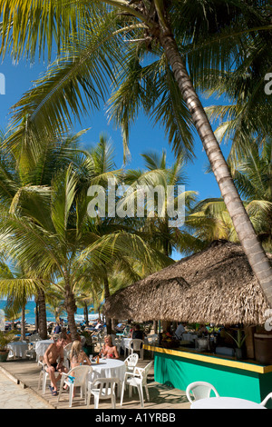 Beach Bar, Casa Marina Reef Hotel, Sosua, Puerto Plata, North Coast, Dominican Republic Stock Photo