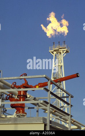 Firefighting equipment and gas flame Stock Photo