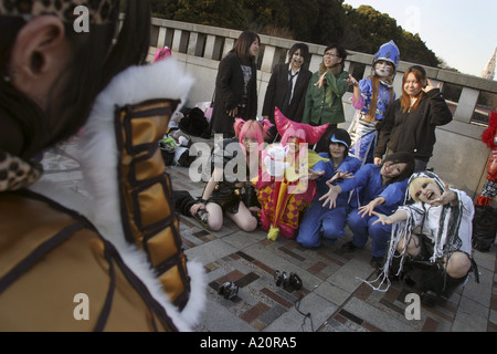 Cos play zoku, Costume Play Gang, at Jingu Bashi, in Harajuku, Tokyo, Japan Stock Photo