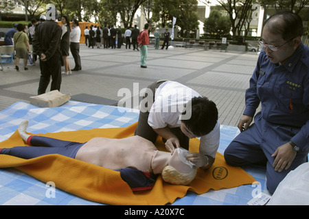 Emergency and first aid training for office employees, Tokyo, Japan. Stock Photo