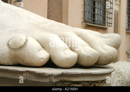 The Foot.One of the famous  pieces of a giant statue of emperor Constantine in the Palazzo dei Conservatori,Campidoglio ,Rome Stock Photo