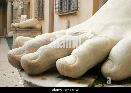 The Foot.One of the famous  pieces of a giant statue of emperor Constantine in the Palazzo dei Conservatori,Campidoglio ,Rome Stock Photo