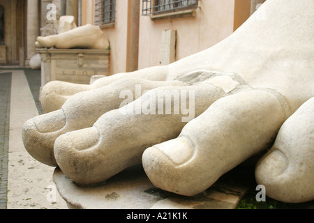 The Foot.One of the famous  pieces of a giant statue of emperor Constantine in the Palazzo dei Conservatori,Campidoglio ,Rome Stock Photo