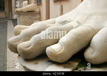 The Foot.One of the famous  pieces of a giant statue of emperor Constantine in the Palazzo dei Conservatori,Campidoglio ,Rome Stock Photo