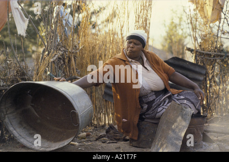 A woman doing laundry, Lesotho, Southern  Africa Stock Photo