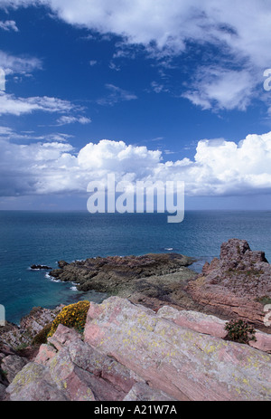 View out to sea from Cap d'Erquy on the north Brittany coast, France Stock Photo