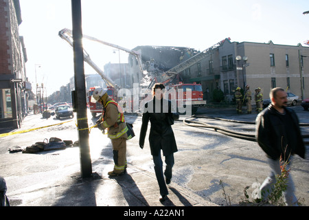 Montreal street scene after a fire Stock Photo