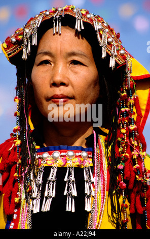 Kachin tribal festival at Myitkyina N Burma Myanamar group of girls ...