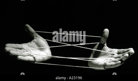 Hand with String Stock Photo