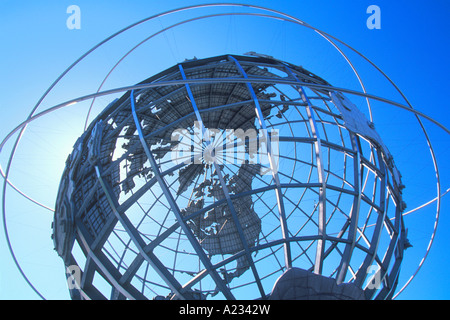 Unisphere globe sculpture in Flushing Meadows Corona Park, Queens created for 1964 Worlds Fair, New York City, New York, USA. Landmark Stock Photo