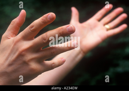 One Young Man's Hands Reaching Out Outstretched Stock Photo