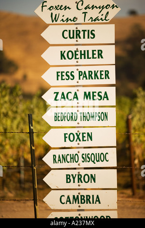 Santa Ynez Valley sign for area wineries near Santa Barbara California Stock Photo