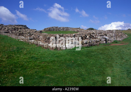 Roman mile castle Cawfields crag, Hadrian's Wall, Northumberland, England Stock Photo