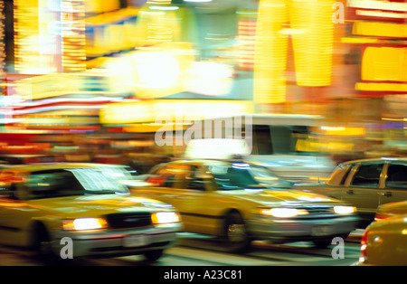 USA New York NYC taxis on Broadway Stock Photo