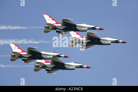 United States Air Force Thunderbird formation with contrails Stock Photo