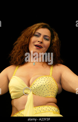 Famous Egyptian belly dancer Dandesh performing in a dance show Stock Photo