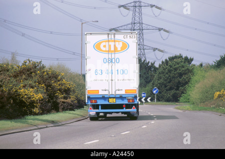 Rear view of container lorry 1996 Stock Photo