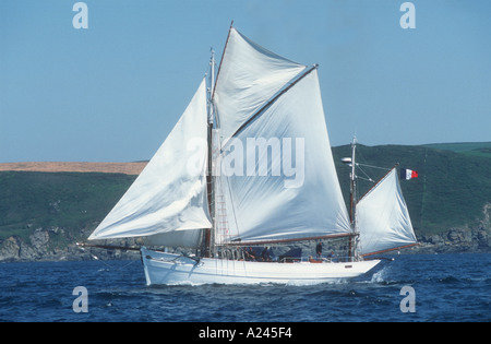 The French navy owned gaff yawl Mutin a former tuna fishing boat Stock Photo