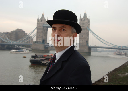 City gent at Tower Bridge, London Stock Photo