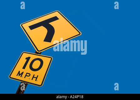 highway sign alerting drivers to slow down intersection ahead Stock Photo