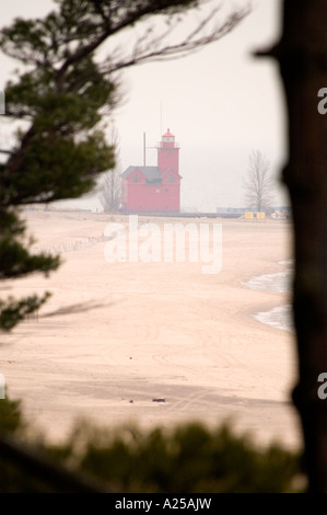 Big Red Lighthouse at Holland Michigan USA Stock Photo