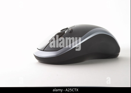 Stylish Computer Laser Mouse in black with silver edges Stock Photo
