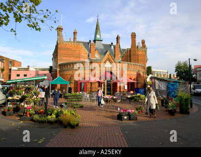 Market outside Wokingham Town Hall Berkshire England Stock Photo