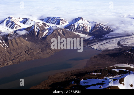 snowcovered mountains and glacier, Norway, Spitsbergen, Van Keulenfjorden Stock Photo