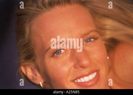 Portrait of woman with beautiful blue eyes Stock Photo