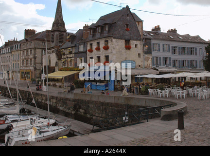 Characteristic View of Honfleur Old Port English Channel La Manche Normandy Normandie North Western France Europe Stock Photo