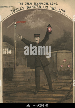 There's Danger on the Line sheet music cover circa 1870 Stock Photo