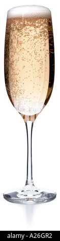 Glass of pink champagne fizzy fizzing tall head froth fresh Stock Photo