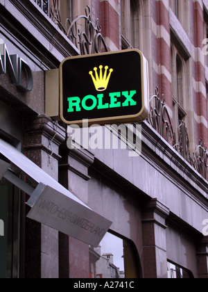 Rolex shop sign, Old Bond Street, City of Westminster, W1, London, England, UK. Stock Photo