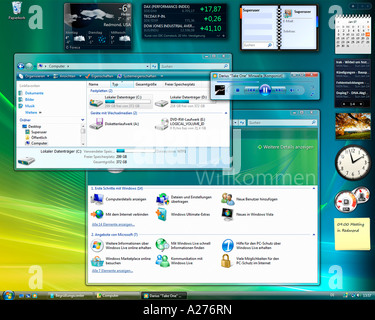 Microsoft Windows Vista, german version, desktop with started applications, screenshot Stock Photo