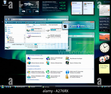 Microsoft Windows Vista, german version, desktop with started applications, screenshot Stock Photo