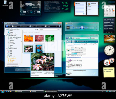 Microsoft Windows Vista, german version, desktop with started applications, screenshot Stock Photo