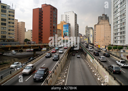 Motorway in the center of Sao Paulo, Brazil Stock Photo