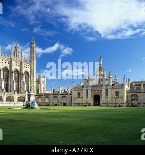 King's College Cambridge, the main gatehouse and part of the Chapel's facade as seen from across the quadrangle Stock Photo