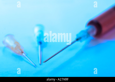 Close up of syringe and hypodermic needles Stock Photo