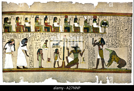 Fragment of the Egyptian Book of the Dead. Hand-colored halftone of an illustration Stock Photo