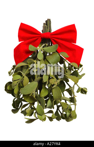 Mistletoe with red bow isolated on white background Stock Photo - Alamy