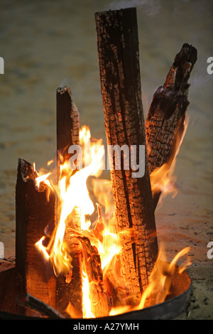 VAE Feuer in einem Wuestencamp, fire burning in dessert camp Stock Photo